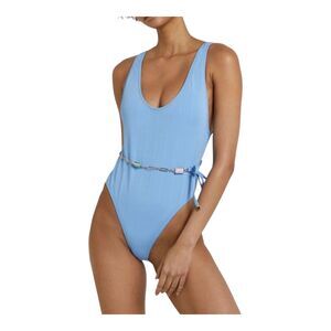 River Island Blue Scoop Neck Chain Detail One Piece Swimsuit Size 8